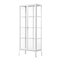 MILSBO - Kabinet pintu kaca, putih, 73x175 cm