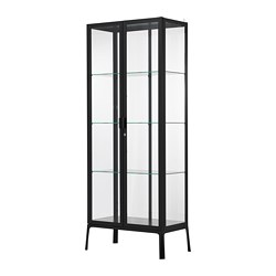 MILSBO - Kabinet pintu kaca, antrasit, 73x175 cm