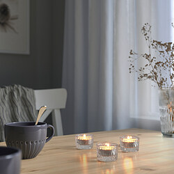 SMÄLLSPIREA - Tealight holder, clear glass/patterned, 4 cm