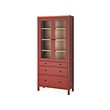 HEMNES - glass-door cabinet with 3 drawers, red stained/light brown stained, 90x197 cm | IKEA Indonesia - PE883400_S2