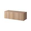 BESTÅ - Unit rak dengan pintu, efek kayu oak diwarnai putih/Lappviken efek kayu oak diwarnai putih, 120x42x38 cm