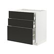 METOD/MAXIMERA - Base cab f hob/3 fronts/3 drawers, white/Nickebo matt anthracite, 80x60x80 cm