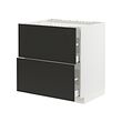 METOD/MAXIMERA - Base cab f hob/2 fronts/2 drawers, white/Nickebo matt anthracite, 80x60x80 cm