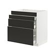 METOD/MAXIMERA - Base cab f hob/4 fronts/3 drawers, white/Nickebo matt anthracite, 80x60x80 cm