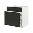 METOD/MAXIMERA - Base cab f sink+3 fronts/2 drawers, white/Nickebo matt anthracite, 80x60x80 cm