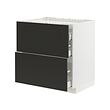 METOD/MAXIMERA - Base cab f hob/2 fronts/3 drawers, white/Nickebo matt anthracite, 80x60x80 cm