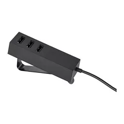 LÖRBY - Charger USB dengan penjepit, hitam