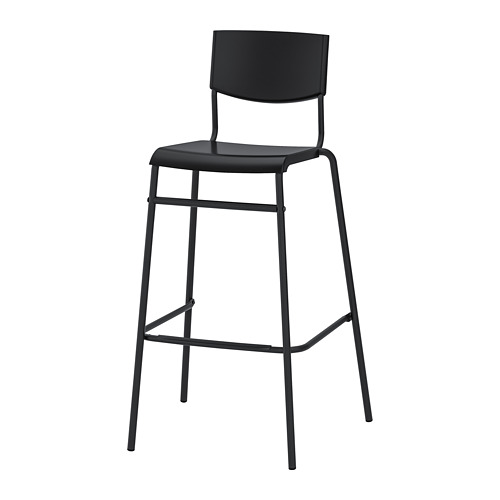 STIG Kursi Bar Dengan Sandaran, Hitam/hitam, 74 Cm | IKEA Indonesia