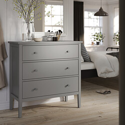 GULLABERG - Chest of 3 drawers, grey/anchor/unlock-function, 99x48x100 cm