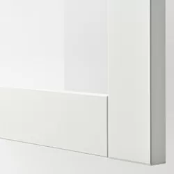BESTÅ - Unit rak dengan pintu kaca, putih/Sindvik kaca bening putih, 60x42x64 cm