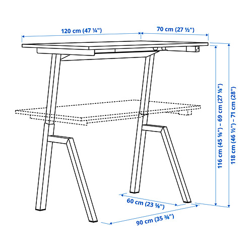 TROTTEN desk sit/stand