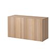 BESTÅ - Unit rak dengan pintu, efek kayu oak diwarnai putih/Lappviken efek kayu oak diwarnai putih, 120x42x64 cm