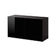 BESTÅ - Unit rak dengan pintu, hitam-cokelat/Selsviken high-gloss/hitam, 120x42x64 cm