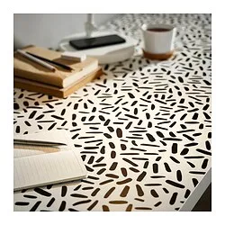 ALEX/LAGKAPTEN - Meja, organic shapes/putih hitam, 140x60 cm
