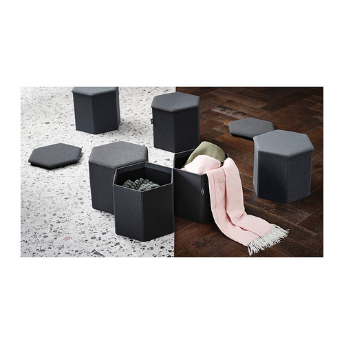 KJUGE pouffe dengan penyimpanan