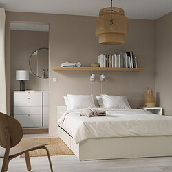 VIHALS - Bed frame with 2 storage boxes, white/Luröy, 160x200 cm