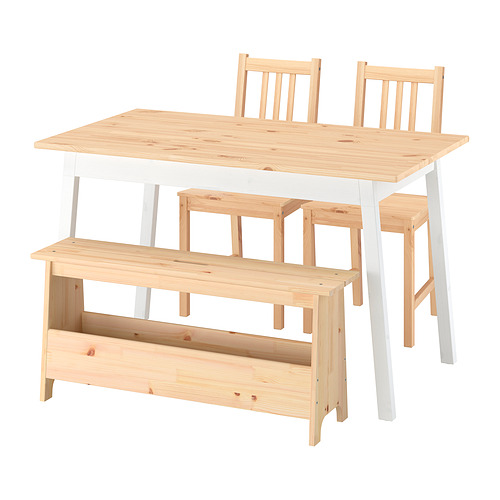 PERJOHAN/PINNTORP table with 2 chairs and bench