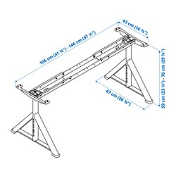 IDÅSEN - Underframe for table top, dark grey, 146x67x76 cm