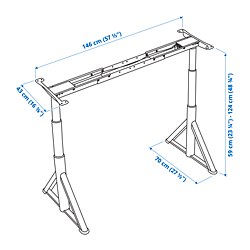 IDÅSEN - Underframe sit/stand f table tp, el, beige, 146x70 cm