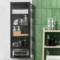MOSSJÖN - Kabinet dinding dgn rak/pintu kaca, antrasit, 36x18x102 cm