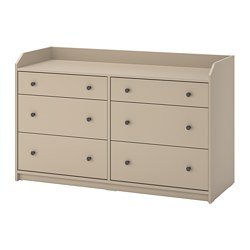 HAUGA - Chest of 6 drawers, beige, 138x46x84 cm