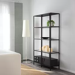 VITTSJÖ - Unit rak , hitam-cokelat/kaca, 100x175 cm