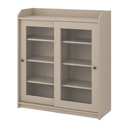 HAUGA - Kabinet pintu kaca, krem, 105x116 cm