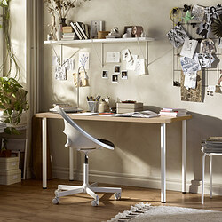 LAGKAPTEN/ADILS - Desk, white stained oak effect/white, 140x60 cm