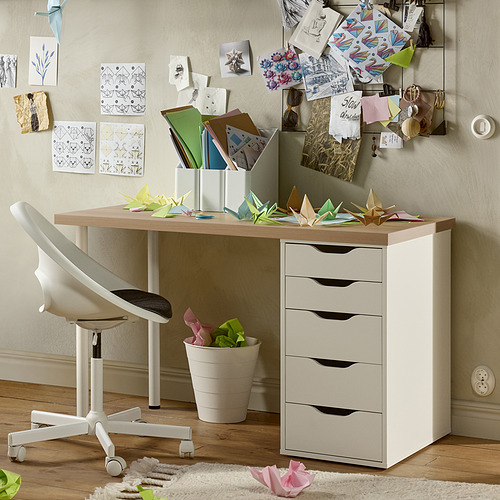 ALEX/LAGKAPTEN desk, white stained oak effect/white, 120x60 cm