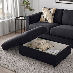 VIMLE - Footstool with storage, Saxemara black-blue