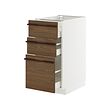 METOD/MAXIMERA - Base cabinet with 3 drawers, white/Stensta dark brown ash veneer, 40x60x80 cm