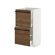 METOD/MAXIMERA - Kabinet dasar dengan 2 laci, putih/Stensta veneer abu coklat tua, 40x37x80 cm