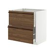 METOD/MAXIMERA - Kbnt dsr 2 pntu dpn/2 laci tinggi, putih/Stensta veneer abu coklat tua, 80x60x80 cm