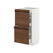 METOD/MAXIMERA - Kab dasar dg 2 pintu/3 laci, putih/Stensta veneer abu coklat tua, 40x37x80 cm