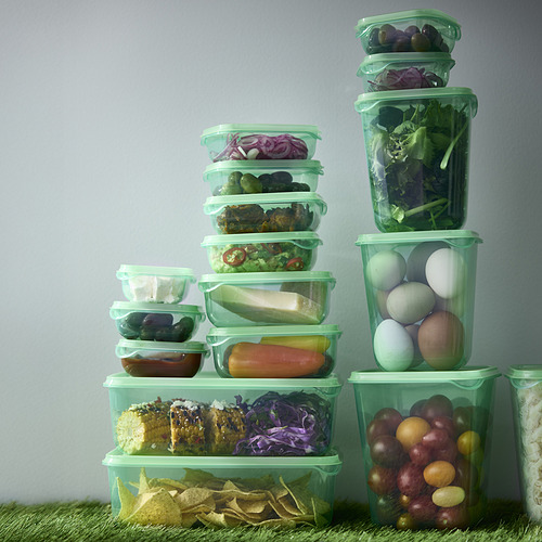PRUTA set wadah makanan+tutup, isi 17