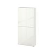 BESTÅ - Wall cabinet with 2 doors, white/Selsviken high-gloss/white, 60x22x128 cm