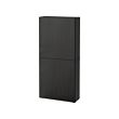 BESTÅ - Wall cabinet with 2 doors, black-brown/Lappviken black-brown, 60x22x128 cm