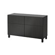 BESTÅ - Kombinasi penyimpanan dg pintu/laci, hitam-cokelat/Lappviken/Stubbarp hitam-cokelat, 120x42x74 cm