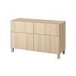 BESTÅ - Storage combination w doors/drawers, white stained oak effect/Lappviken/Stubbarp white stained oak effect, 120x42x74 cm