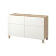 BESTÅ - Storage combination w doors/drawers, white stained oak effect/Lappviken white, 120x42x74 cm