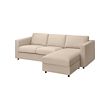 VIMLE - 3-seat sofa with chaise longue, Hallarp beige