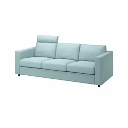 VIMLE - Sofa 3 dudukan, dengan sandaran kepala/Saxemara biru muda