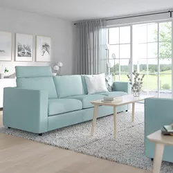 VIMLE - Sofa 3 dudukan, dengan sandaran kepala/Saxemara biru muda