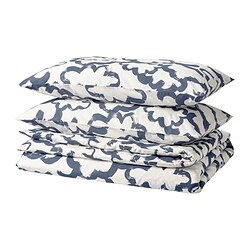 EKPURPURMAL - Sarung duvet dan 2 sarung bantal, putih biru/awan, 240x220/50x80 cm