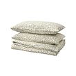 SORGMANTEL - Sarung duvet dan 2 sarung bantal, putih/hijau, 200x200/50x80 cm