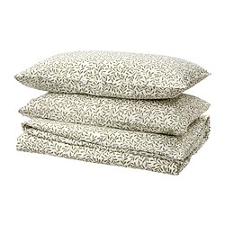 SORGMANTEL - Duvet cover and 2 pillowcases, white/green, 240x220/50x80 cm