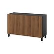 BESTÅ - Storage combination with doors, black-brown/Lappviken/Stubbarp walnut effect, 120x42x74 cm