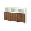BESTÅ - Storage combination with doors, white Lappviken/Sindvik walnut effect, 180x42x112 cm