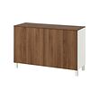 BESTÅ - Storage combination with doors, white/Lappviken/Stubbarp walnut effect, 120x42x75 cm