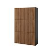BESTÅ - Storage combination with doors, black-brown/Lappviken walnut effect, 120x42x193 cm